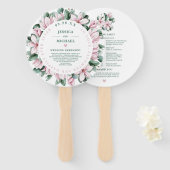 Waterverf Magnolia Eucalyptus Bouquet Wedding Handwaaier (Voorkant en achterkant)