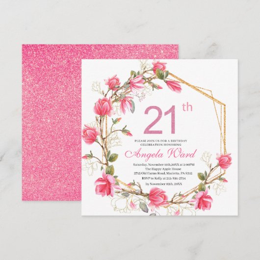 Waterverf magnolia f. kaart (Voorkant / Achterkant)