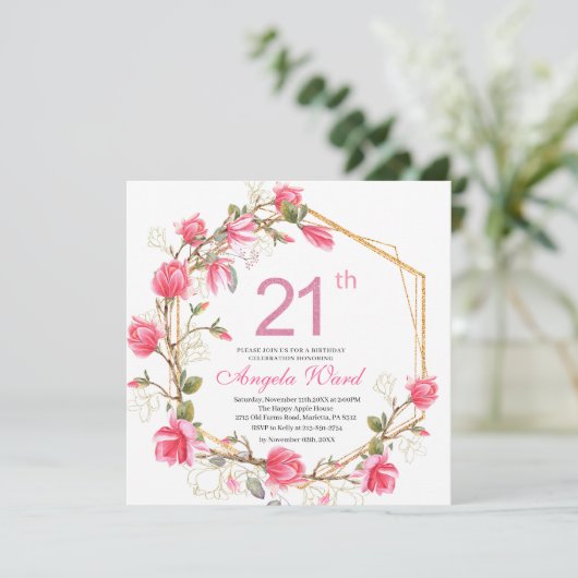 Waterverf magnolia f. kaart (Staand voorkant)