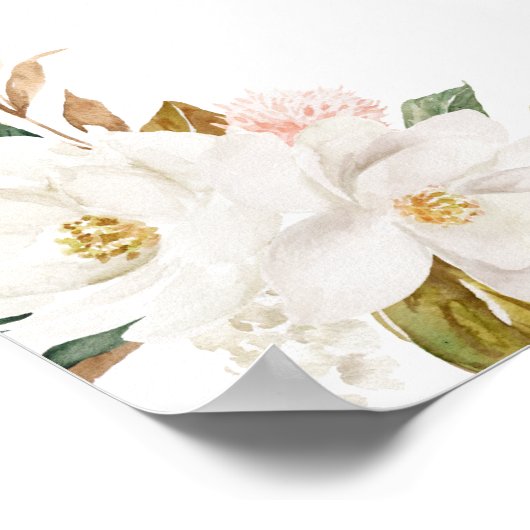 Waterverf magnolia floral bruiloft poster (Hoek)