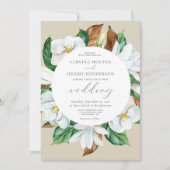 Waterverf Magnolia Floral Circle Beige Wedding Kaart (Voorkant)