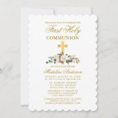 Waterverf Magnolia Floral Gold Cross Kaart (Voorkant)