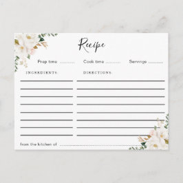 waterverf magnolia floral receptenkaart briefkaart