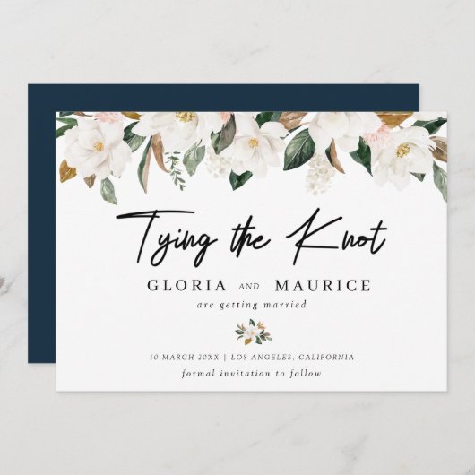 waterverf Magnolia floral Save the Date (Voorkant / Achterkant)