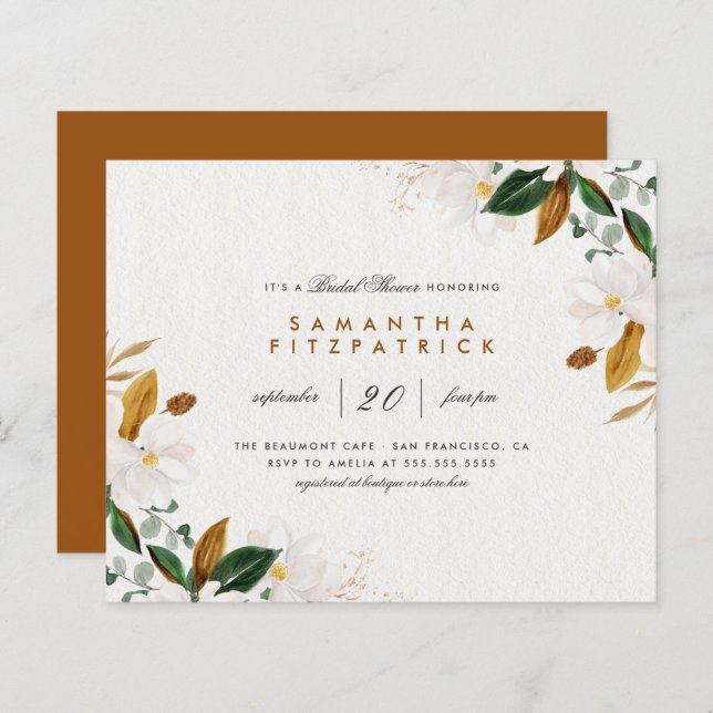 Waterverf Magnolia Floral Vrijgezellenfeest (Voorkant / Achterkant)