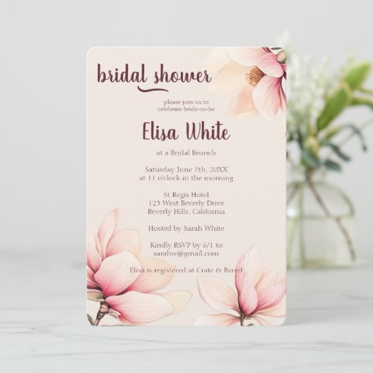 Waterverf Magnolia Floral Vrijgezellenfeest CUSTOM Kaart (Staand voorkant)