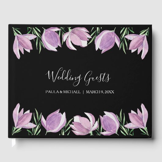 Waterverf Magnolia Floral Wedding Gastenboek (Voorkant)