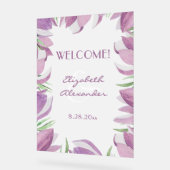 Waterverf Magnolia Floral Wedding Welkom Acryl Bord (Hoek)