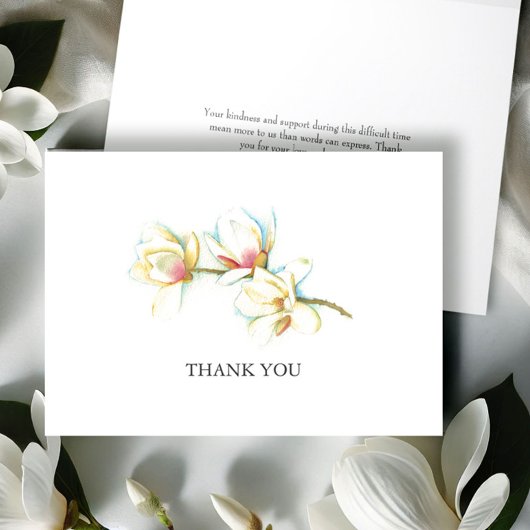 Waterverf Magnolia Flower Funeral Bedankt Card