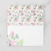 Waterverf Magnolia Flower in Pink Guest Table Plaatskaartje (Buitenkant ongevouwen)