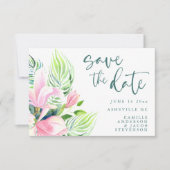 Waterverf Magnolia Flower in Pink Summer Save The Date (Voorkant)