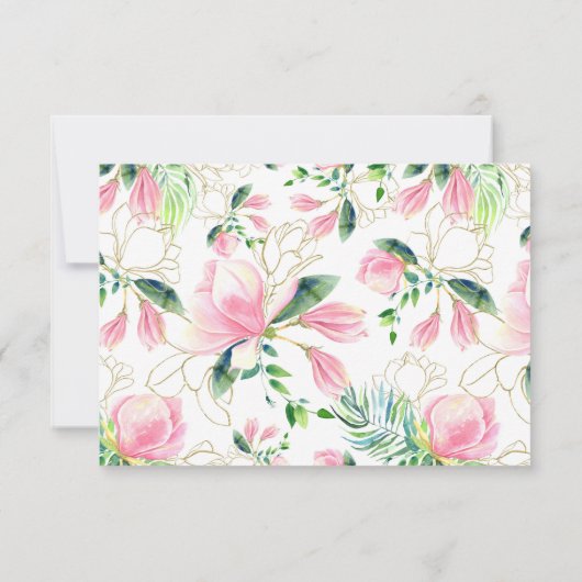 Waterverf Magnolia Flower in Pink Summer Save The Date (Achterkant)