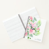 Waterverf Magnolia Flower in roze Personalized Notitieboek (Binnen)