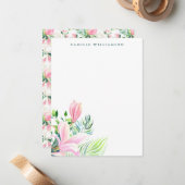 Waterverf Magnolia Flower in roze Personalized Notitiekaartje (Voorkant / Achterkant in situ)