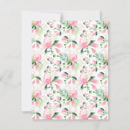 Waterverf Magnolia Flower in roze Personalized Notitiekaartje (Achterkant)
