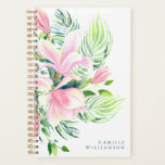 Waterverf Magnolia Flower in roze Personalized Planner<br><div class="desc">Waterverf Magnolievloer in roze gepersonaliseerde anner</div>
