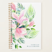 Waterverf Magnolia Flower in roze Personalized Planner (Voorkant)