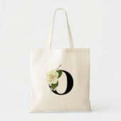 Waterverf Magnolia Flower Monogram Initiaal Tote Bag (Voorkant)