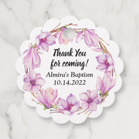 Waterverf Magnolia Flower Wreath Sticker Bedankjes Labels (Achterkant)