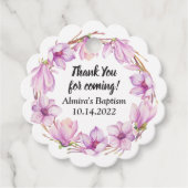 Waterverf Magnolia Flower Wreath Sticker Bedankjes Labels (Voorkant)