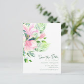 Waterverf Magnolia Flowers Roze sparen de Datum Briefkaart (Staand voorkant)