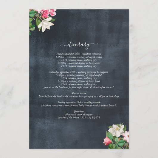 Waterverf Magnolia Flowers Weddenrenroute Programmakaart (Achterkant)