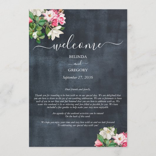 Waterverf Magnolia Flowers Weddenrenroute Programmakaart (Voorkant)