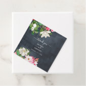 Waterverf Magnolia Flowers Weddenschap Black White Bedankjes Labels (In situ)