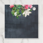 Waterverf Magnolia Flowers Weddenschap Black White Bedankjes Labels (Achterkant)