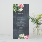 Waterverf Magnolia Flowers Weddenschap Black White Menu (Staand voorkant)