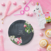 Waterverf Magnolia Flowers Weddenschap Black White Papieren Bordje (Feest)