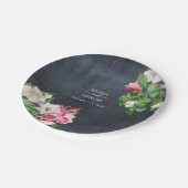 Waterverf Magnolia Flowers Weddenschap Black White Papieren Bordje (Gekanteld)