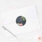 Waterverf Magnolia Flowers Weddenschap Black White Ronde Sticker (Envelop)