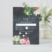 Waterverf Magnolia Flowers Weddenschap Black White RSVP Kaartje (Staand voorkant)