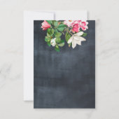 Waterverf Magnolia Flowers Weddenschap Black White RSVP Kaartje (Achterkant)