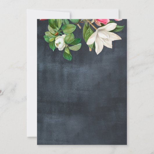 Waterverf Magnolia Flowers Weddenschap Black White Save The Date (Achterkant)