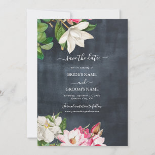 Waterverf Magnolia Flowers Weddenschap Black White Save The Date