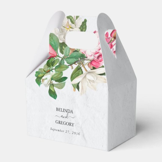 Waterverf Magnolia Flowers Wedding Bedankdoosjes (Voorkant Zijde)