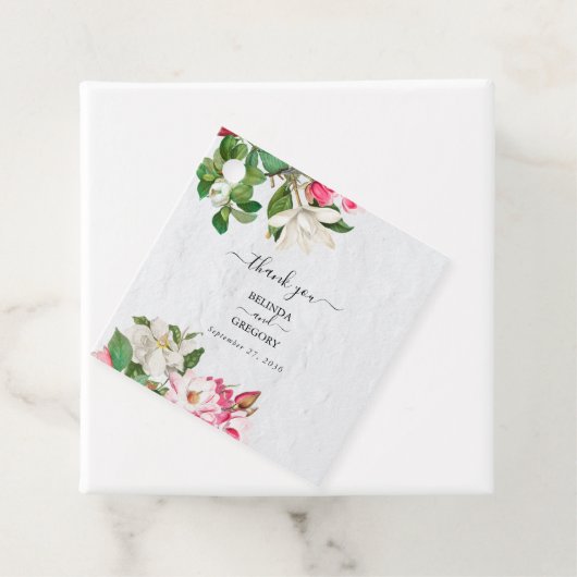 Waterverf Magnolia Flowers Wedding Bedankjes Labels (In situ)