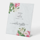 Waterverf Magnolia Flowers Wedding Cards Gifts Reclamebord Met Voetstuk (Voorkant)