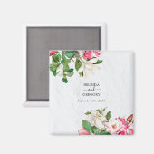 Waterverf Magnolia Flowers Wedding Favor Magneet (Voorkant / Achterkant)