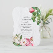 Waterverf Magnolia Flowers Wedding Kaart (Staand voorkant)