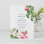 Waterverf Magnolia Flowers Wedding Kaart (Staand voorkant)