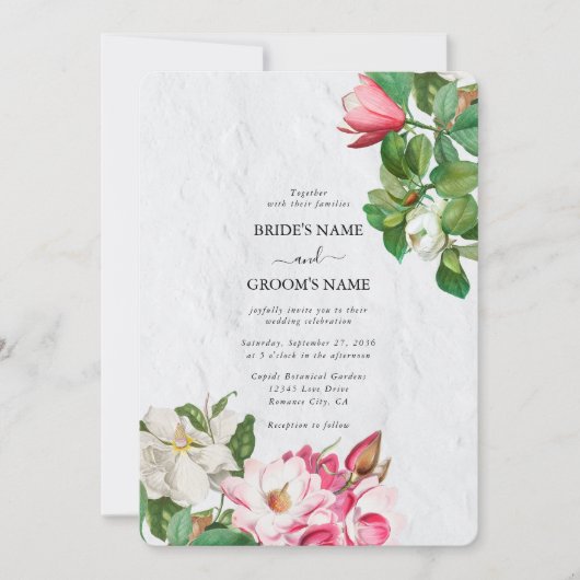 Waterverf Magnolia Flowers Wedding Kaart (Voorkant)