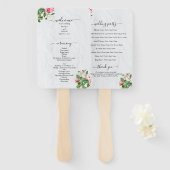 Waterverf Magnolia Flowers Wedding Programme Handwaaier (Voorkant en achterkant)