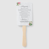 Waterverf Magnolia Flowers Wedding Programme Handwaaier (Achterkant)