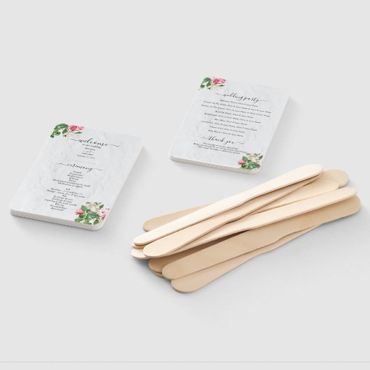 Waterverf Magnolia Flowers Wedding Programme Handwaaier (Niet-gemonteerd)