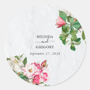 Waterverf Magnolia Flowers Wedding Ronde Sticker