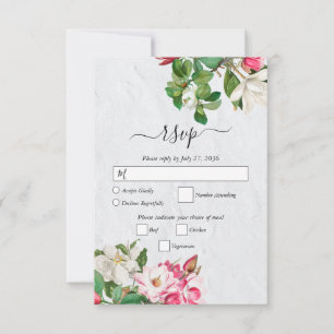 Waterverf Magnolia Flowers Wedding RSVP Kaartje