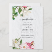 Waterverf Magnolia Flowers Wedding Save The Date (Voorkant)